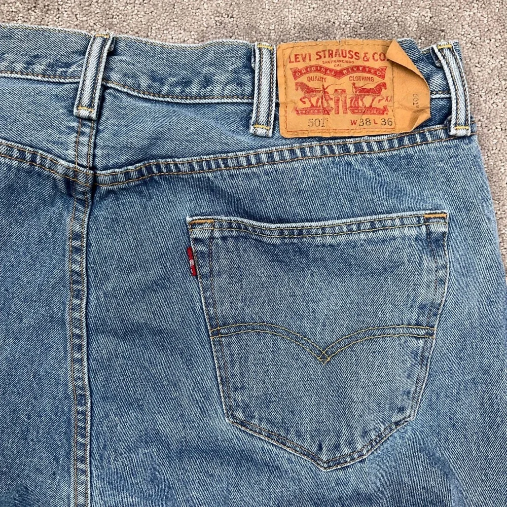 Levi's 501‎ Mens 38W 36L Blue Fade Button Fly Original Fit Straight Leg Retro